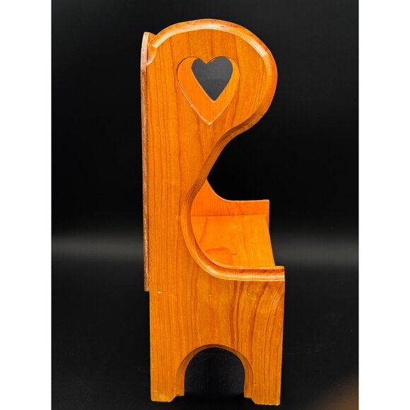 Vintage Handmade Wooden Teddy Bear Doll Bench Heart Cutouts Country Primitive - Picture 3 of 8